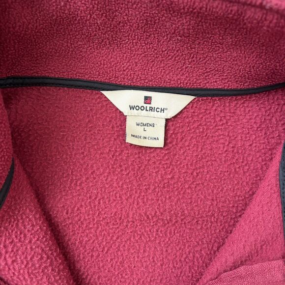 Woolrich Womens Ruby Red Full Zip Fleece Jacket Size Large Mock Neck Casual Cozy - Picture 6 of 14